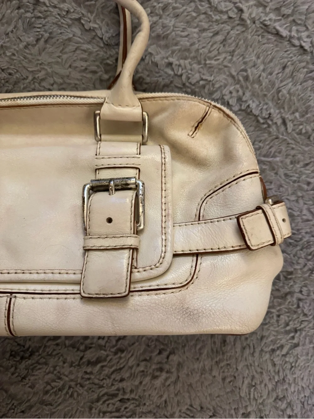 MICHAEL KORS Y2K Cream Leather Satchel Handbag